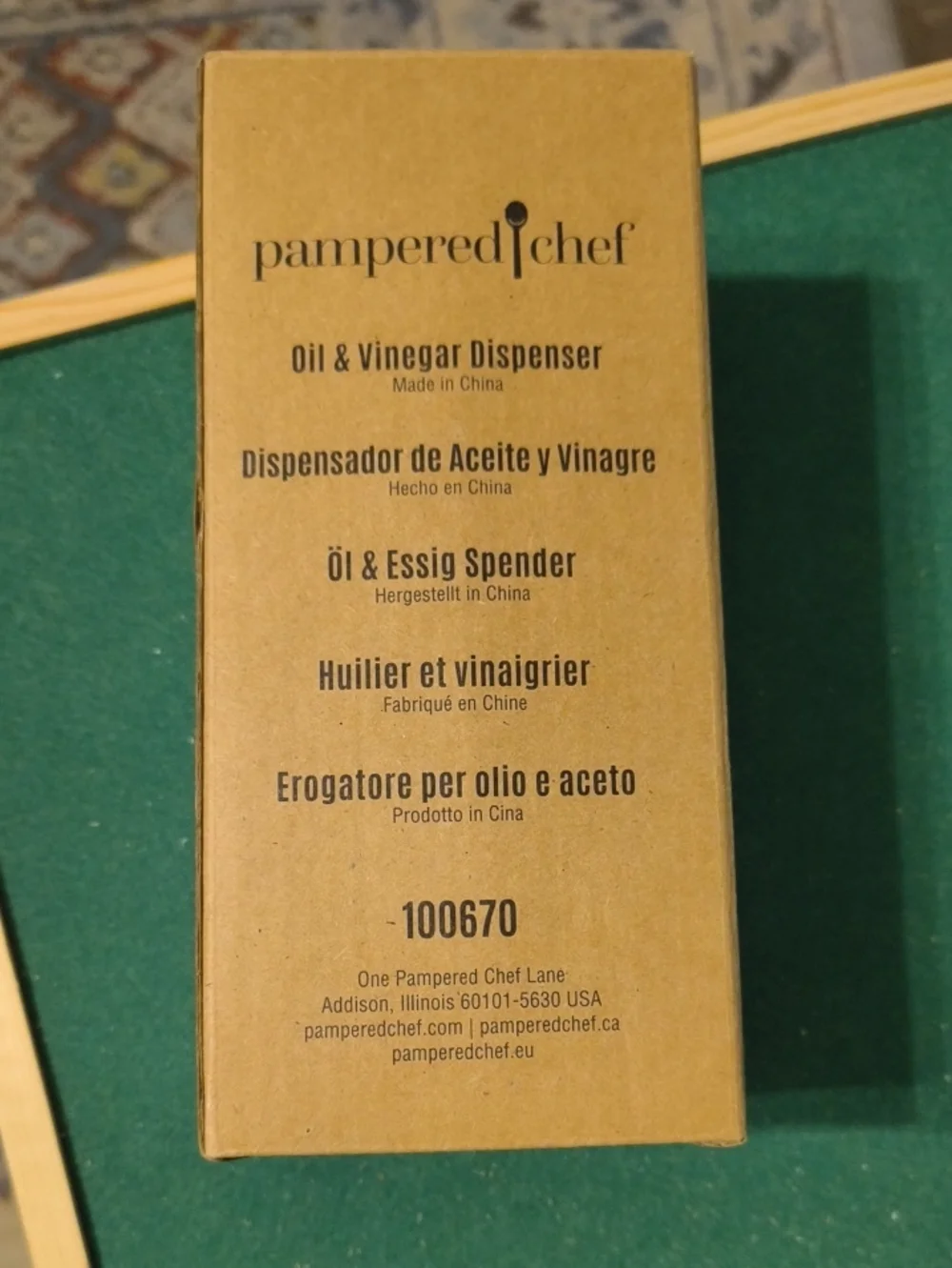 Pampered Chef Kraft Brown Oil & Vinegar Dispenser Box